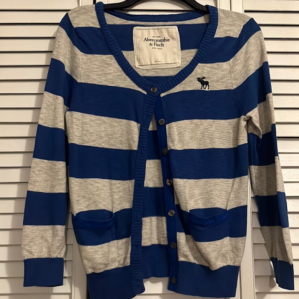 Abercrombie and Fitch Striped Cardigan w/Pockets, Kid’s Size Large